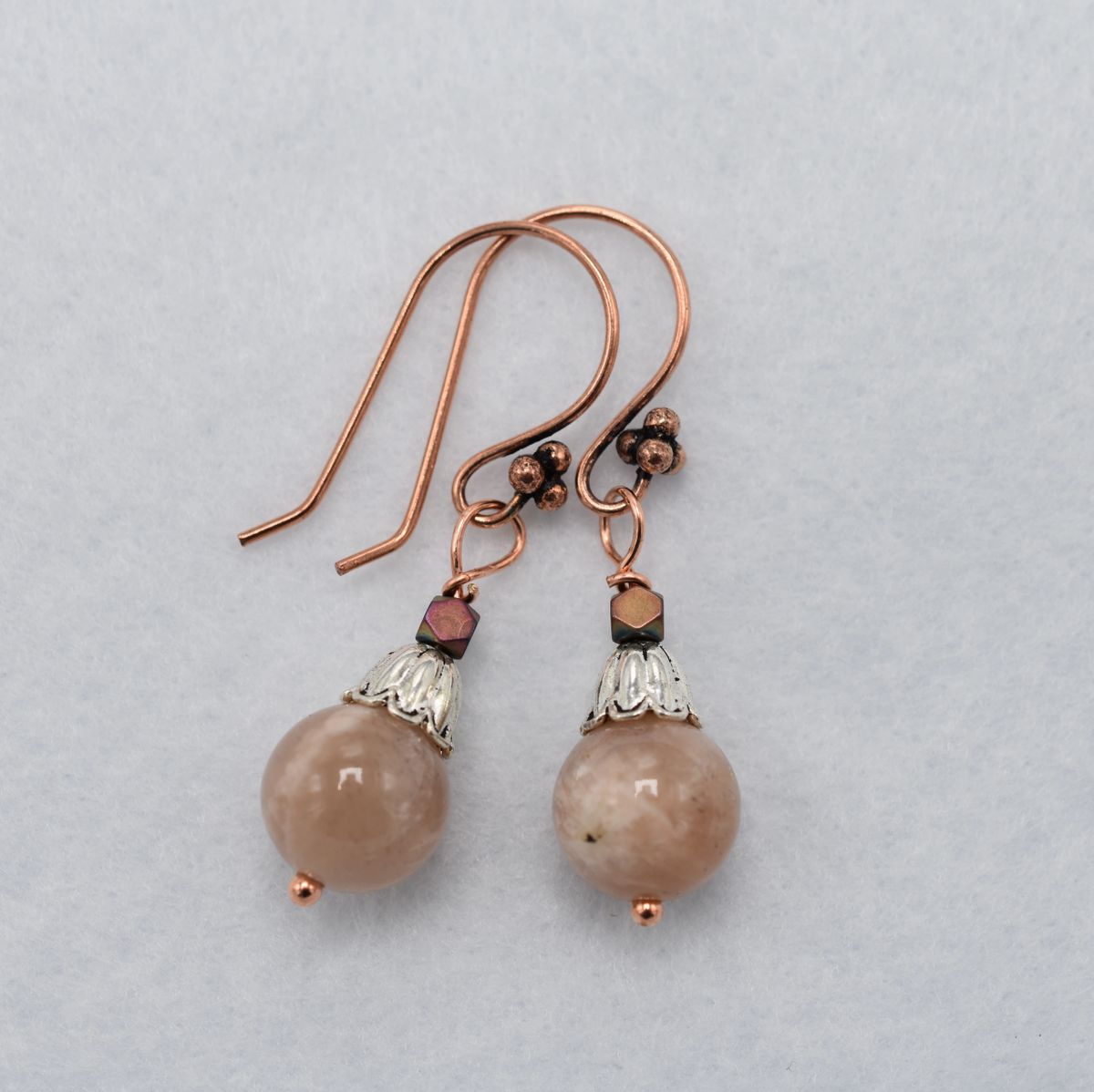 Vivid Stone Peach Moonstone Earrings